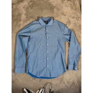 Bonobos‎ Slim Fit Button Down Shirt Blue Cross Pattern Long Sleeve Size M
